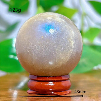 Moonstone Sphere Crystal, Natural Quartz Stone, Home Decor, Mineral, Reiki, Craft, Gift, Energy, Healing, Spiritual, Love, with Stand, Parallel Import