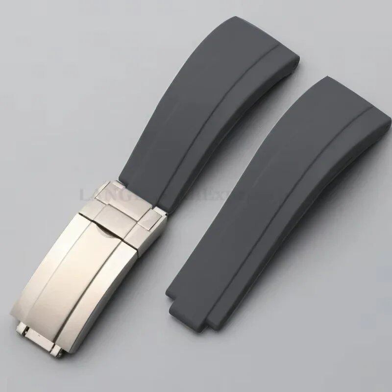 20mm Silicone and Rubber Watch Band for Rolex Submariner, Daytona GMT, and Deepsea, Waterproof Diver Strap, 9x9mm, Matte Buckle, Band Color: Black; Band Width: 20mm, No Logo, Parallel Import