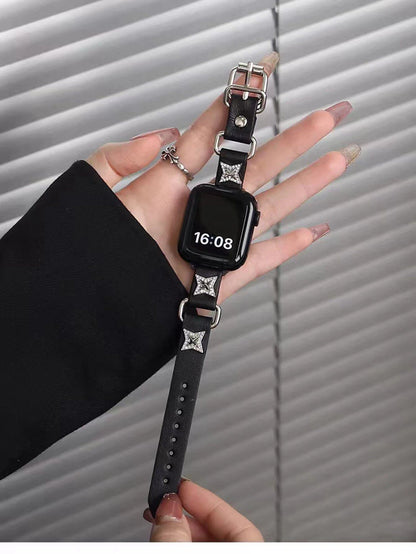 Retro Punk Strap for Apple Watch Series Ultra (10/9/8/7/6/5/4/3/2/1/SE) with Leather Loop, 38mm, 40mm, 41mm, 42mm, 44mm, and 45mm Bands. Parallel Import.