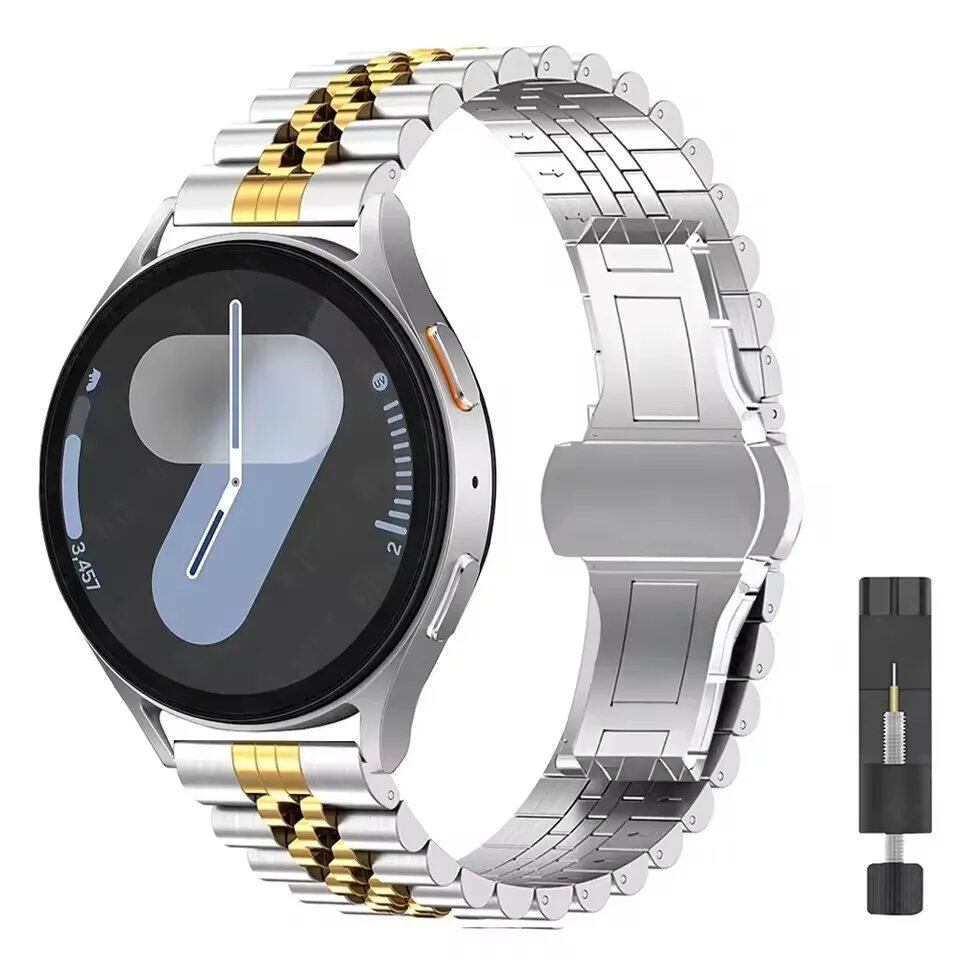 20mm/22mm Samsung Galaxy Watch 7/6/5/4 Curved Design Metal Band, Stainless Steel Bracelet, Compatible with Huawei GT4/GT3Pro, Band Color: mm, Parallel Import