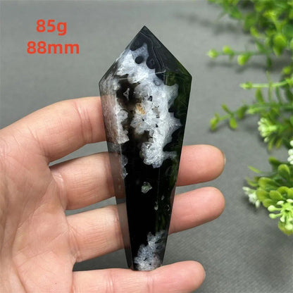 天然ブラックオニキスチップ セプター 超パワー レイキエネルギー チャクラ スピリチュアルヒーリング ウィザード ウィッチクラフト 瞑想 ホームデコレーション ギフト カラー： 並行輸入品