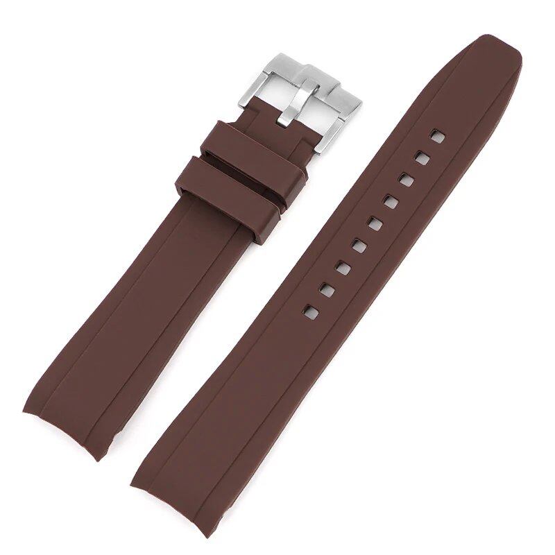 18mm, 19mm, 20mm, 21mm, 22mm Curved End Silicone Rubber Waterproof Universal Strap for Omega Moonwatch Bracelet, Band Color: mm, Parallel Import