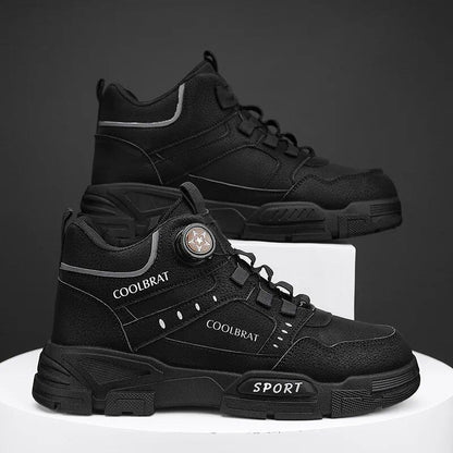 New Men's High-Top Platform Casual Boots with Swivel Buttons, Cargo Boots, Bike Boots, and Ankle Sneakers (Parallel Import)