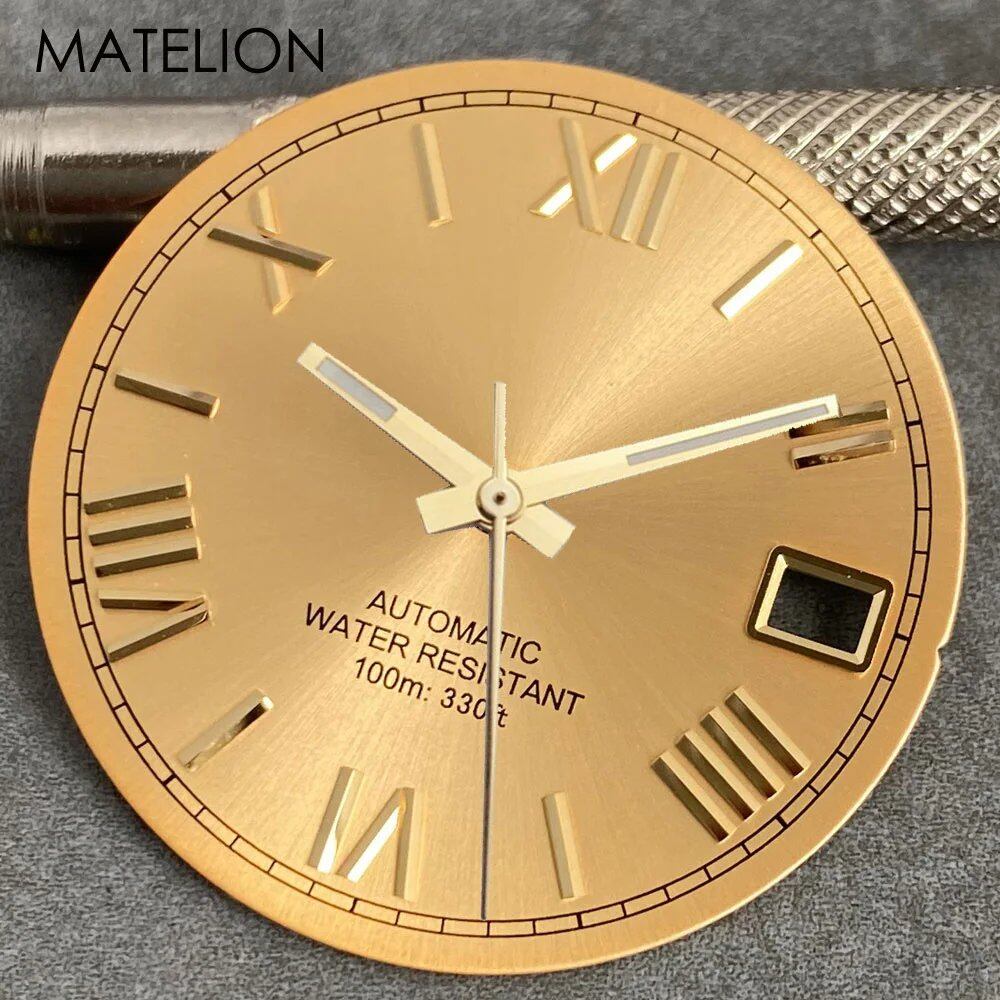 29mm Sunburst Dial Roman Dial Compatible with NH35, NH36, NH38, NH70, NH71, NH72, 4R35, and 4R36 Automatic Movement with Metallic Markers and DJ Hands (Parallel Import)