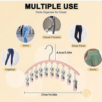 Leggings/Pants Storage Hanger with 10 Clips for 1/2/3 Pairs of Pants, Space-Saving Closet Organizer, Size: Parallel Import