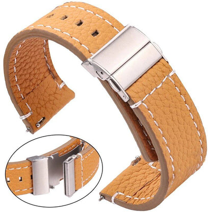 Genuine Leather Watch Band, Soft Strap, Universal Bracelet for Men and Women, Quick Release, 18mm, 20mm, 22mm, 24mm, Parallel Import, Band Color: Black