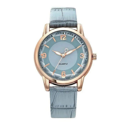 Leather Strap Women's Watch with Polygonal Glass, Luxury Quartz Watch, Creative Fashion, Parallel Import