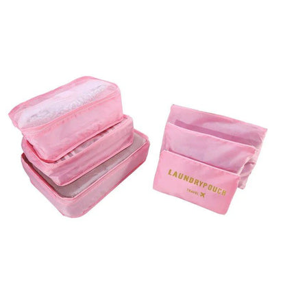 Set of 6 Travel Storage Bags for Clothes, Wardrobe, Suitcase, and Shoe Storage, Packing Cubes, Travel Organization Bags (Parallel Import)
