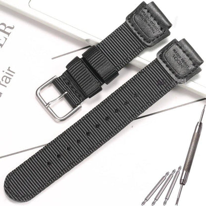18mm Nylon Watch Strap for Casio W800H Men's Canvas Sport Bracelet in Black and Green. Compatible with SGW300, F91W, F105/108/A158/168, AE1200WH, and AE1300. Band Color: Black. Band Width: 18mm. Ships from: Parallel Import.