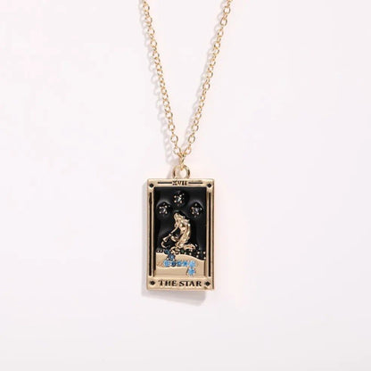 Delicate Tarot Necklace - Tarot Card Charm Pendant for Men and Women, Spiritual Jewelry, Birthday/Anniversary Gift, Metal Color: Parallel Import