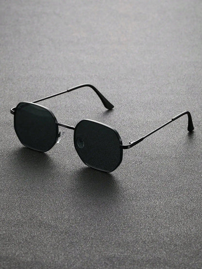 1/2-Piece Unisex Geometric Metal Frame Eyeglasses, Stylish Design for Outdoor Activities, Travel, Driving, and Everyday Life. Lens Color: FPM9829 - Parallel Import