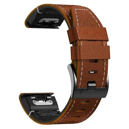 22mm and 26mm Leather and Silicone Watch Strap Smart Bracelet for Garmin Fenix 8/7/7X Pro/6X/6 Pro/5/5X Plus/Tactix 7 Pro/935/945, Band Color: mm, Parallel Import