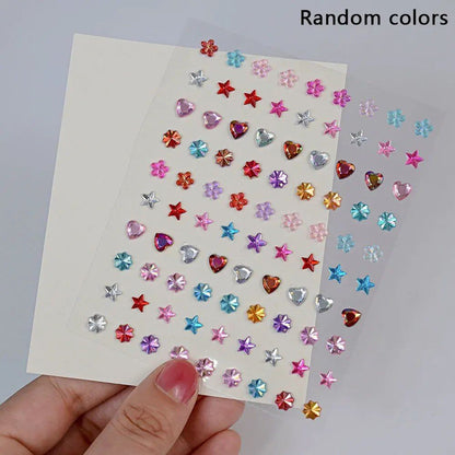 1/5 Random Color Glitter Face Tattoo Stickers for Kids, Sparkly Diamonds, for Costume Parties, Makeup, DIY Tattoo Decals, Parallel Import