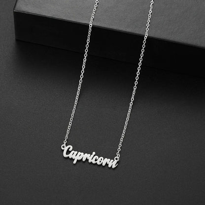 Silver-colored stainless steel star and constellation chain necklace for women, constellation pendant, birthday gift, 45cm long; metal color, parallel import