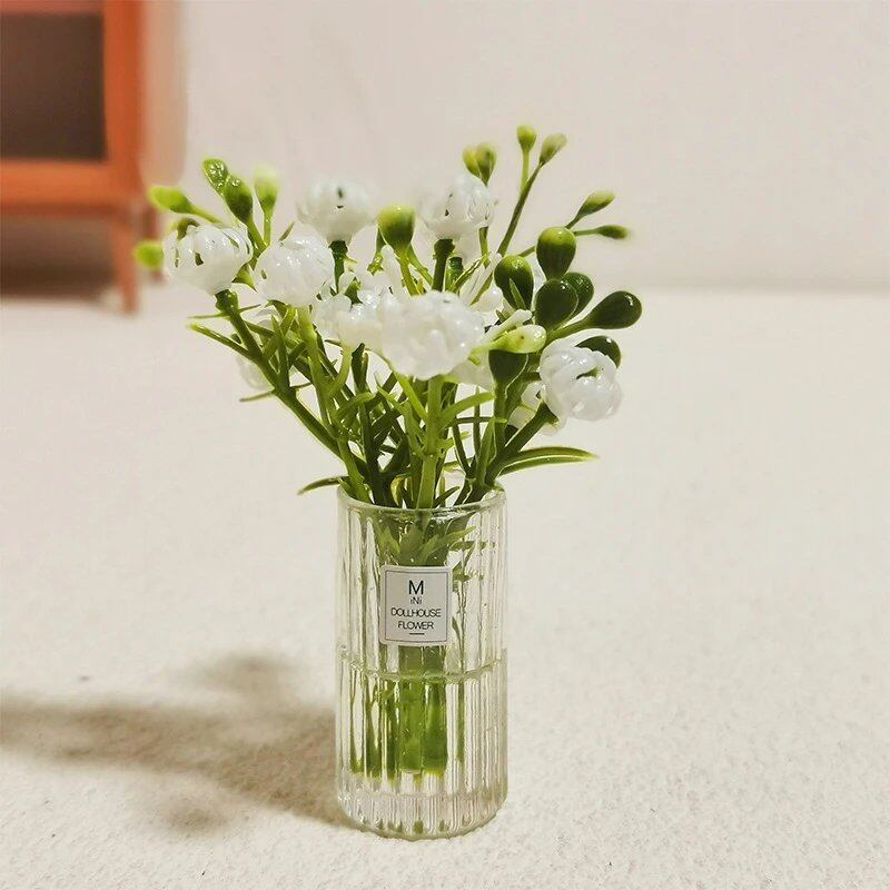 1/12スケール ドールハウス用 ミニチュア観葉植物 盆栽 フェイクフラワーバスケット ドールアクセサリー ミクロランドスケープ 情景モデル  並行輸入品