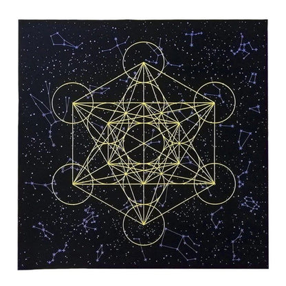 Y1UB Metatron's Cube Crystal Grid Altar Cloth, Tapestry, Tablecloth, Spiritual Cloth for Ritual Use, Sacred Places, and Tarot Table Cover, 0cm, Parallel Import