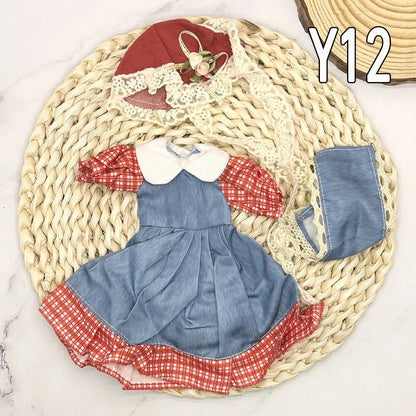 1/6 Scale BJD Doll Clothes Full Set (30cm) Anime Cute Reborn Doll Skirt, Hat, and Head Dress for Girls, Gift, Dress-Up DIY Dollhouse Toy, Parallel Import