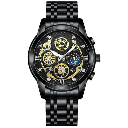 BINBOND B4010 Fashion Casual Quartz Men's Watch with Stainless Steel Strap, Luxury Dial, Luminous Display, 30M Water Resistance, Parallel Import