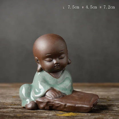 7.2cm 禅僧 紫砂陶器彫刻 手作り瞑想デコレーション コレクター向けアート スピリチュアルギフト アジアンクラフト ユニーク カラー：0 並行輸入品