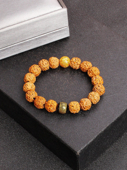 12mm Vajra Bodhi Rudraksha Bracelet with Red Tiger Eye and Aquamarine (Protection, Courage, Calmness, Mental Energy, Harmony) Length: 12mm (Parallel Import)