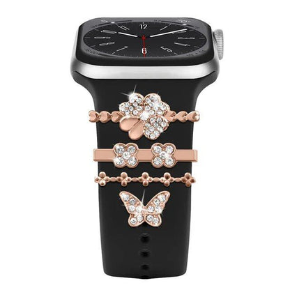 Diamond Jewelry-Embossed Band for Apple Watch Ultra 2, 9, 8, and 7, Compatible with Samsung and Huawei, 20/22mm Bracelet Strap, Band Color: ; Ships from: Parallel Import