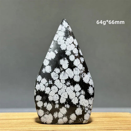 Snowflake Obsidian Freeform Ornament with Natural Quartz, Reiki, Meditation, Healing, Witchcraft, Energy Decoration, Home Gift, Color: Parallel Import