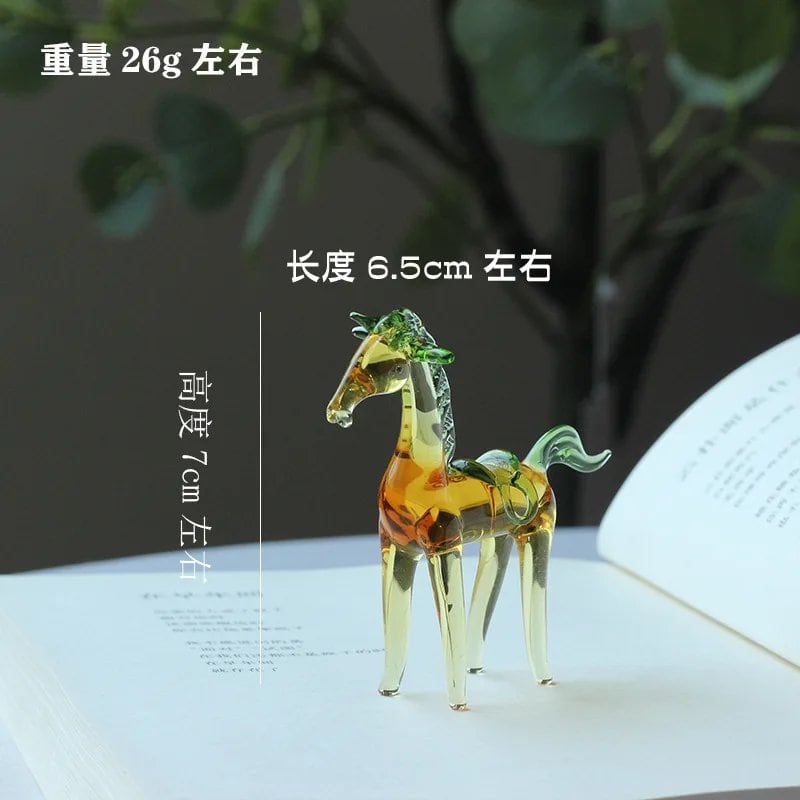 Glass Zodiac Horse Ornament, Creative Home and Office Decoration, Mini Desktop Glass Craft, Animal Horse, Parallel Import