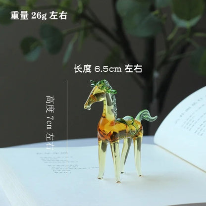 Glass Zodiac Horse Ornament, Creative Home and Office Decoration, Mini Desktop Glass Craft, Animal Horse, Parallel Import