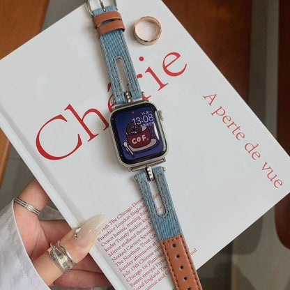 Retro Denim Apple Watch Band for Women, Compatible with 38mm, 40mm, 41mm, 42mm, 44mm, 45mm, 46mm, and 49mm Apple Watch Ultra (10/9/8/7), Band Color: Parallel Import
