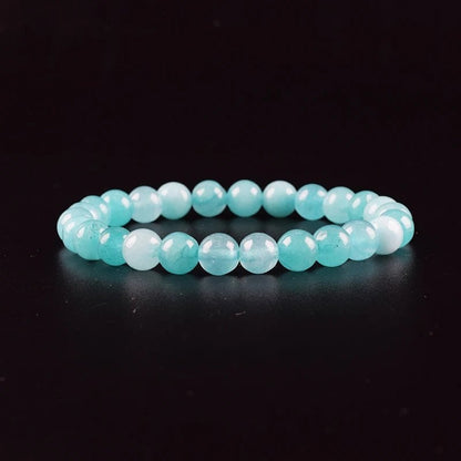 Natural Aquamarine and Agate Bead Bracelet for Women, Single Circle Crystal Bracelet, Romantic, Casual, Yoga, Meditation, Gift, Long, Parallel Import
