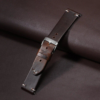 Retro Oil Wax Genuine Leather Quick Release Watch Band (Fits 18mm, 19mm, 20mm, 21mm, 22mm, and 24mm Watches) for Seiko and Rolex, Calfskin Strap, Band Color: mm, Parallel Import