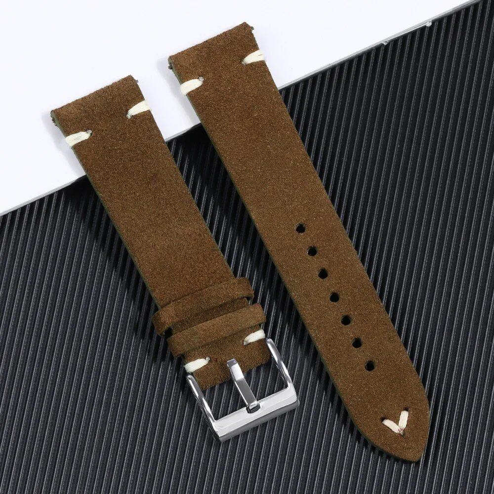 Soft Suede Watch Band, 18mm, 20mm, 22mm Leather Strap, Brown, Blue, Red, Khaki, Replacement Strap, Quick Release, Men's and Women's Bracelet, Band Color: mm, Parallel Import
