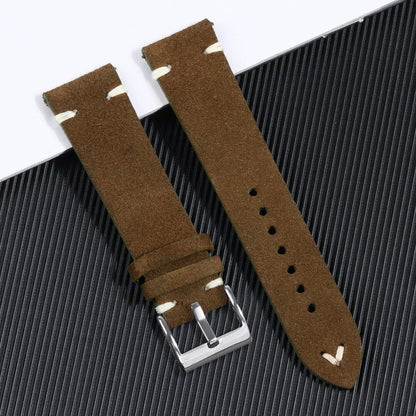 Soft Suede Watch Band, 18mm, 20mm, 22mm Leather Strap, Brown, Blue, Red, Khaki, Replacement Strap, Quick Release, Men's and Women's Bracelet, Band Color: mm, Parallel Import