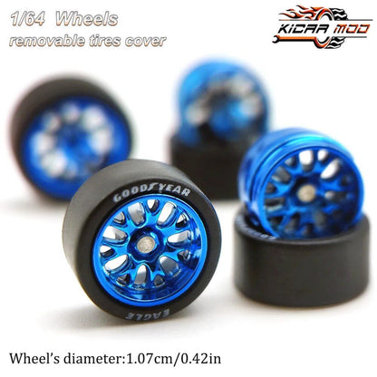 1/64 Scale Diecast Model Car BBS LM-R Re-Fighting Parts Wheel Set with Rubber Tires (D:11mm) - Compatible with Hot Wheels, Matchbox, and Tomica - Parallel Import