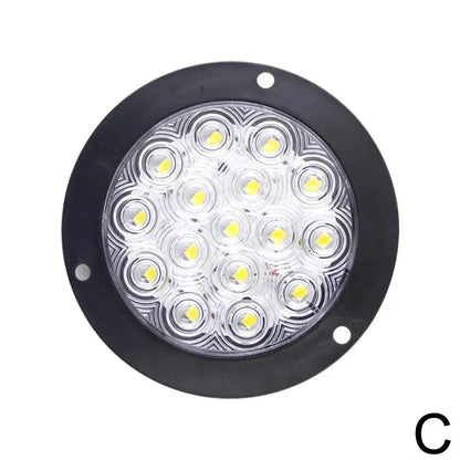 1/2 12V/24V 16-LED 4-inch Round Rear Tail Lights with Turn Signals, Brake, Stop, and Reverse Lights for Cars, Trucks, Trailers, and Commercial Vehicles. Available in Red, Yellow, and White. Ships from: Parallel Import.