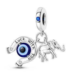 925 Sterling Silver Zodiac Lucky Charm Pendant, Custom Bracelet Charm Beads, Necklace, DIY Women's Jewelry, Gem Color, Parallel Import