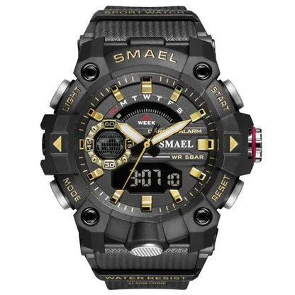 SMAEL Men's Sports Watch, Shock Resistant, 50M Water Resistant, LED Alarm, Stopwatch, Military Style, 8040, Color: Parallel Import