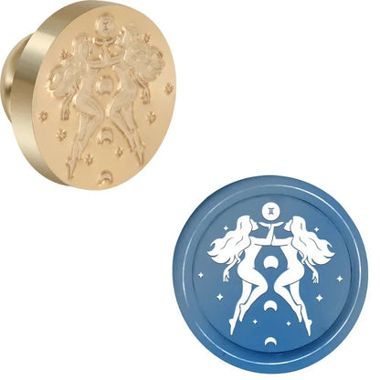 12 Zodiac Signs Round Wax Stamp with Removable Brass Head for Envelopes, Birthday Cards, Notes, and Gifts - Decorative (Imported)
