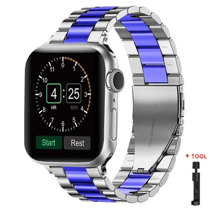 Stainless Steel Metal Band for Apple Watch Ultra 2 (49mm), S10 (46mm), 42mm, 45mm, 41mm, and 44mm - Compatible with iWatch Series 10, 9, 8, 7, SE, 6, 5, 4, and 3. Band Color: Imported