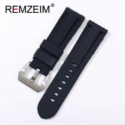 Soft Silicone Sports Watch Band, Waterproof, Men's Replacement Strap with Black Buckle, Compatible with 22mm, 24mm, and 26mm Watches, Band Color: mm, Parallel Import