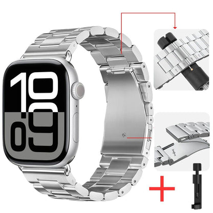 Stainless Steel Metal Strap for Apple Watch, Compatible with 46mm, 42mm, 44mm, 40mm, 45mm, and 41mm iWatch Series 10/9/8/7/6/SE2/Ultra (49mm), Band Color: Parallel Import