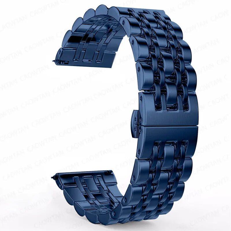 22mm and 20mm Stainless Steel Bands for Samsung Galaxy Watch 3, 4, 5 (45mm), Gear S3 (46mm and 42mm), and Active 2 (40mm and 44mm) - Compatible with Amazfit BIP 2 and GTR. Band Color: mm; Ships from: Parallel Import