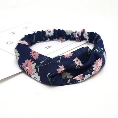 Women's Summer Bohemian Print Headband, Retro Cross Turban, Bandage Bandana, Hair Accessory, Head Wrap, Parallel Import