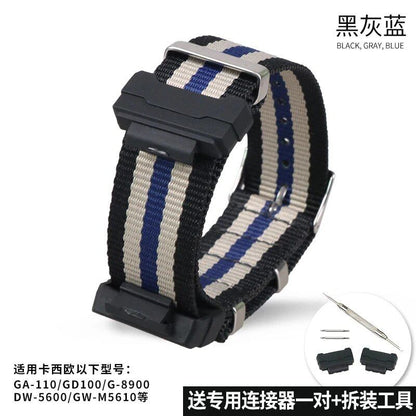 Camouflage Nylon Watch Strap for G-SHOCK - Compatible with CASIO G-SHOCK GA-110/300/DW6900/GD120/G-5600/GW-M5610/GLS8900, Imported