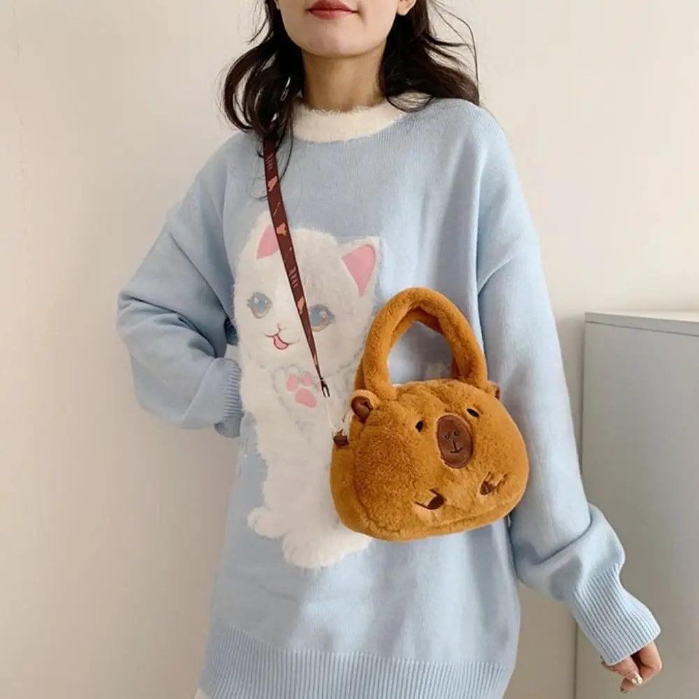 大容量カピバラぬいぐるみショルダーバッグ かわいいカピバラハンドバッグ ユニセックスカピバラバッグ  並行輸入品