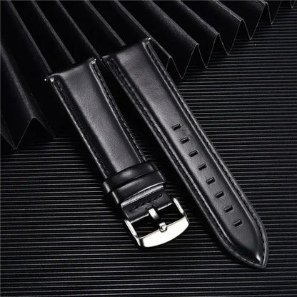 Quick Release Leather Watch Band, 18mm, 20mm, 22mm, Business Watch Strap, Black, Brown, Soft Bracelet, Watch Accessories, Band Color: mm, Parallel Import
