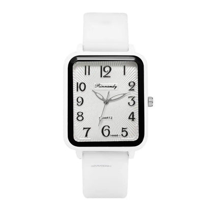 Hot Sale Fashion Ladies' Brand Watch, Leisure, Rectangle Digital, Simple, Women's Quartz Watch with Silicone Band, Sports Watch, Color: Parallel Import