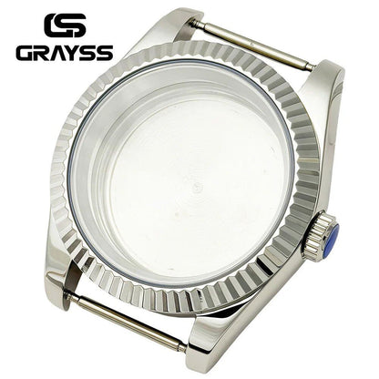 High-Quality Flat/Gear Edge MOD Watch Case with Sapphire Crystal, Waterproof, 36mm/39mm Style, for NH35, NH36, and NH34 Mechanical Movements. Color: mm. Parallel Import.