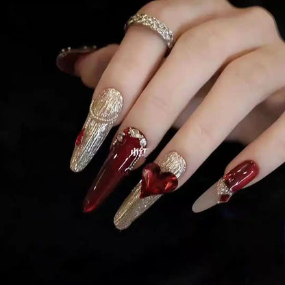 Aurora Mirror Luxury Chinese-Style False Nails, Handmade, Lucky, Spiritual, Butterfly, Fake Nail Patches, New Year's Gift, Color: 154 - Parallel Import