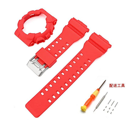 Silicone Watch Strap for CASIO GA-100/110, GD-100/110/120, GLS-100, GAX-100, and G-SHOCK GA100 (Includes Case, Strap, and Bezel Replacement Tool) Band Color: Parallel Import